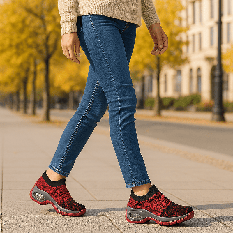 Breathable No - Tie Stretch Shoes - Red - ComfortWear