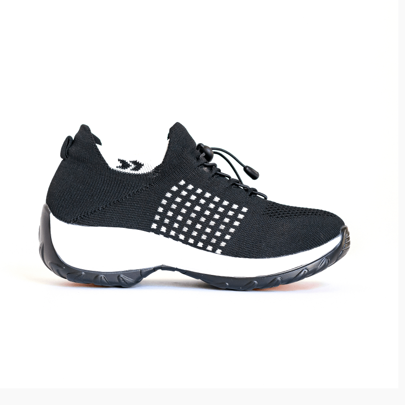 Ortho Stretch Cushion Shoes - Black White - ComfortWear